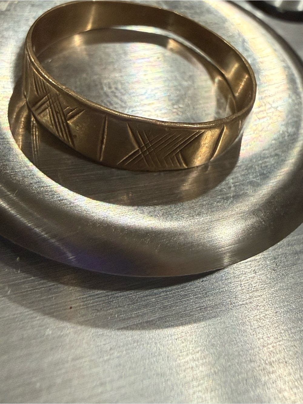 Vintage 14K Yellow Gold Engraved Wedding Band Ring Size 8.5